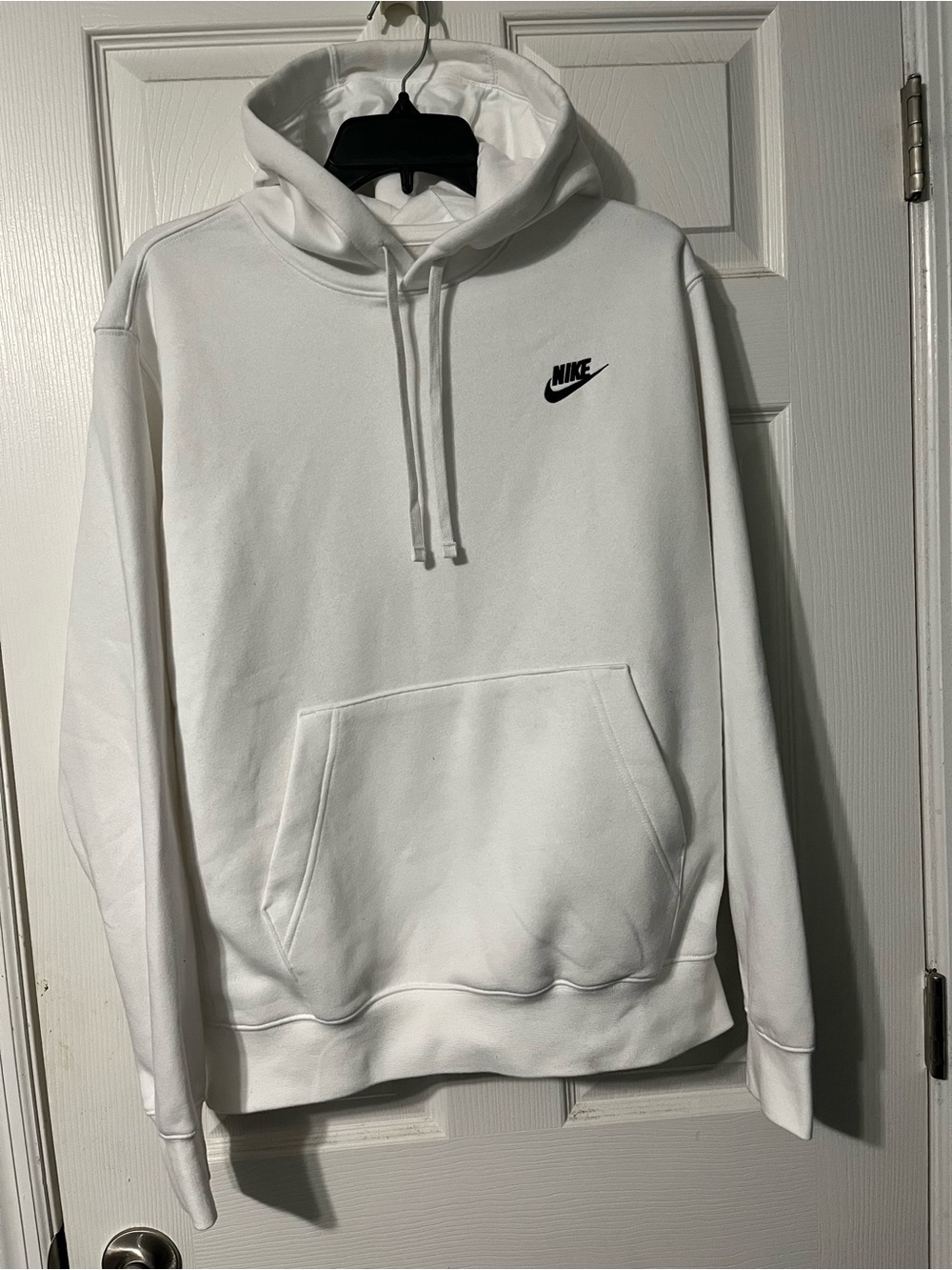 Nike White Hoodie with Black Swoosh Logo